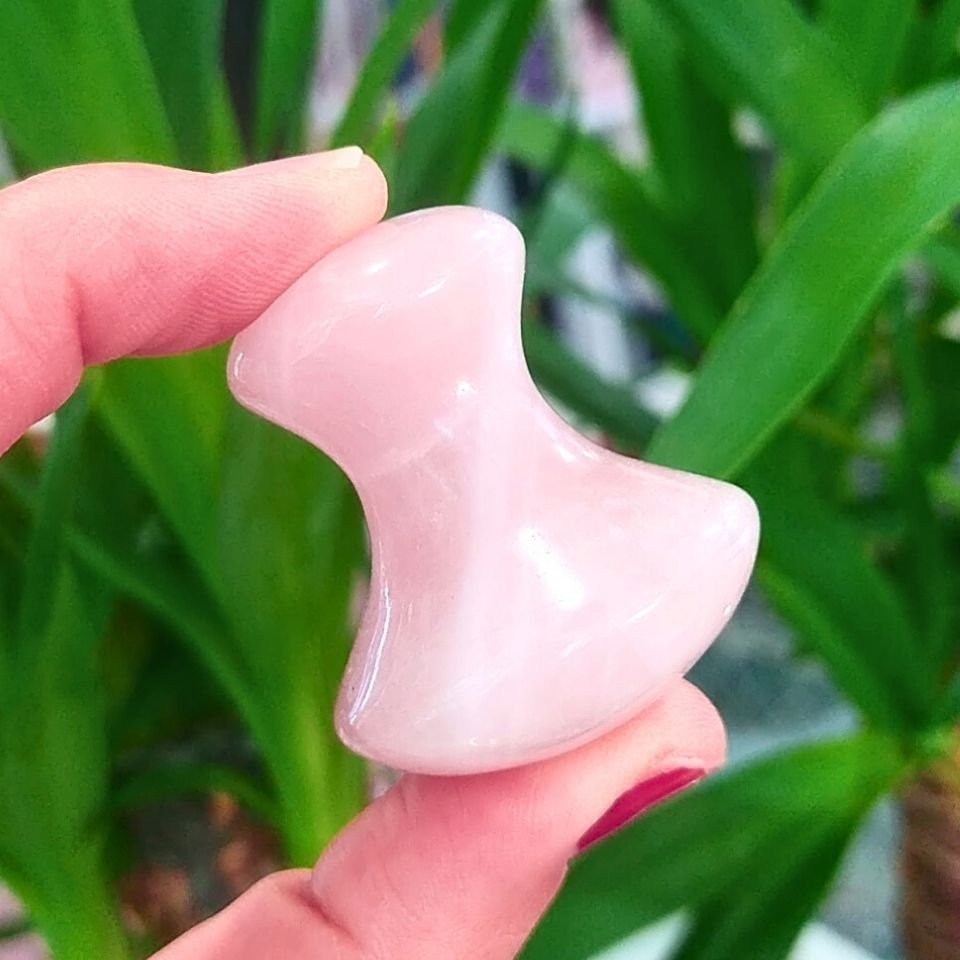 Pembe Kuvars Mantar Gua Sha Masaj Taşı