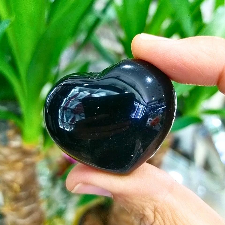 gold obsidyen taşı kalp obje