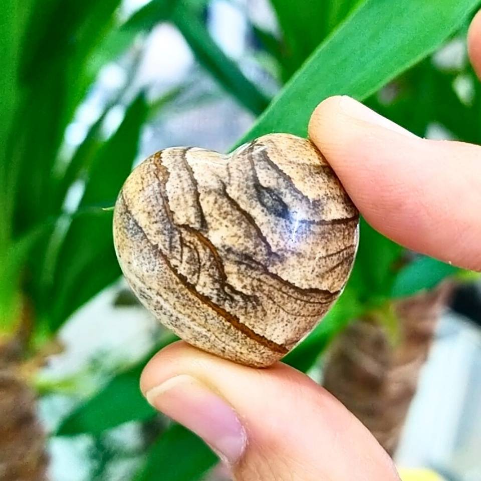 picture jasper doğal taş kalp obje