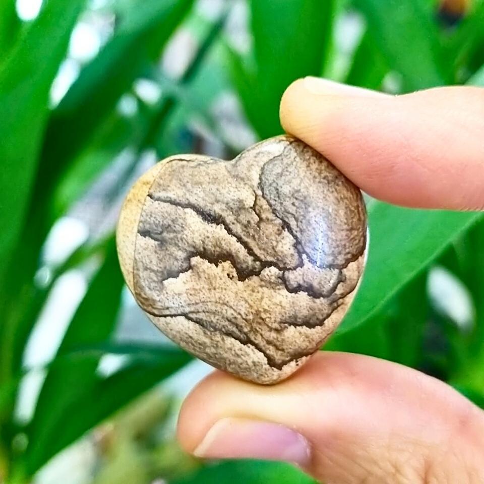 picture jasper doğal taş kalp obje