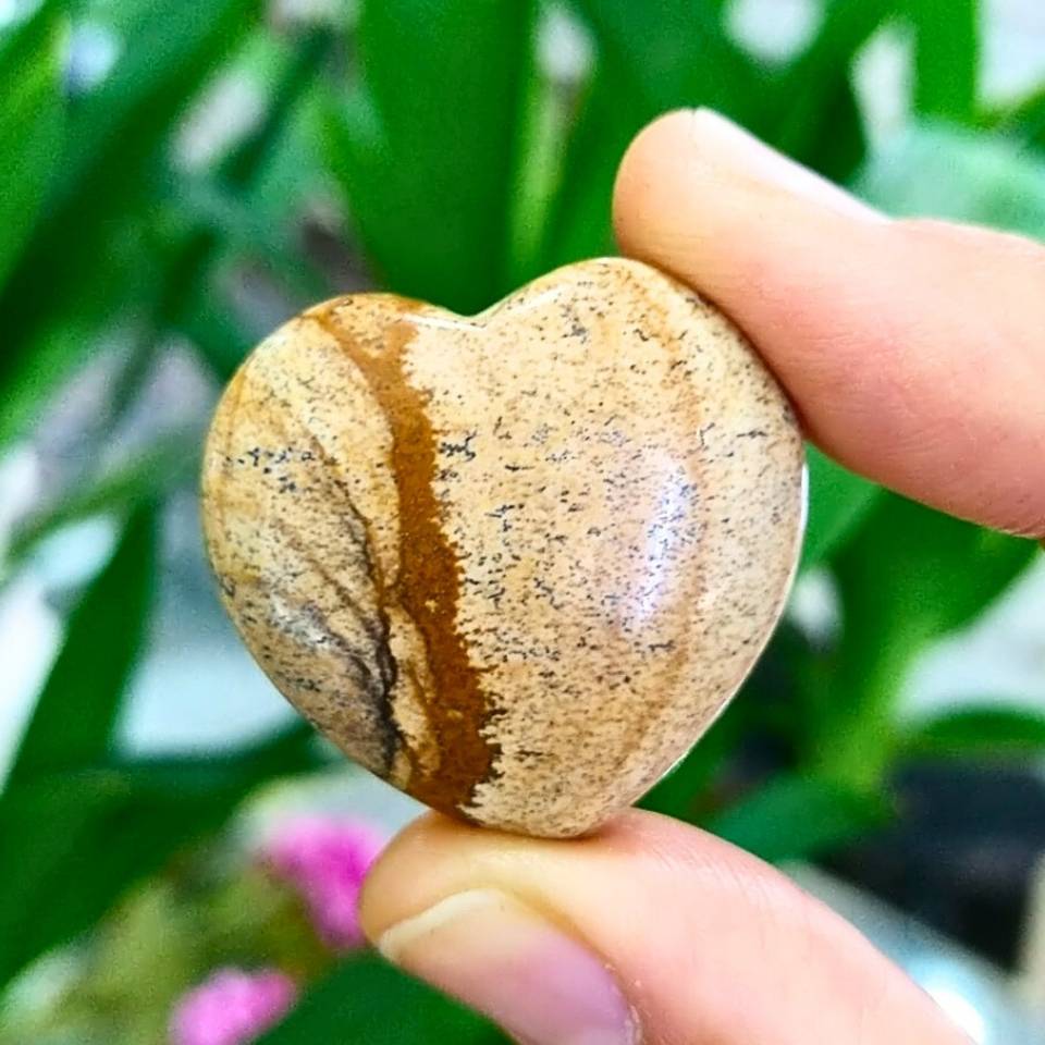 picture jasper doğal taş kalp obje